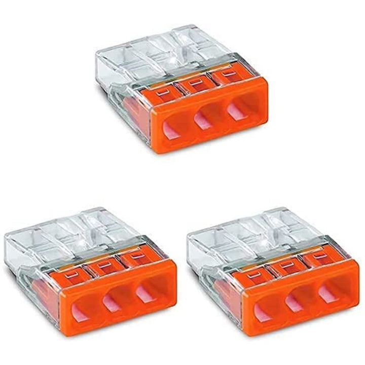 WAGO Klemme, 3-Leiter, Verbindungsdosenklemmen, 2273-203 (100 Stück), Orange, 3er Pack Orange 100 St