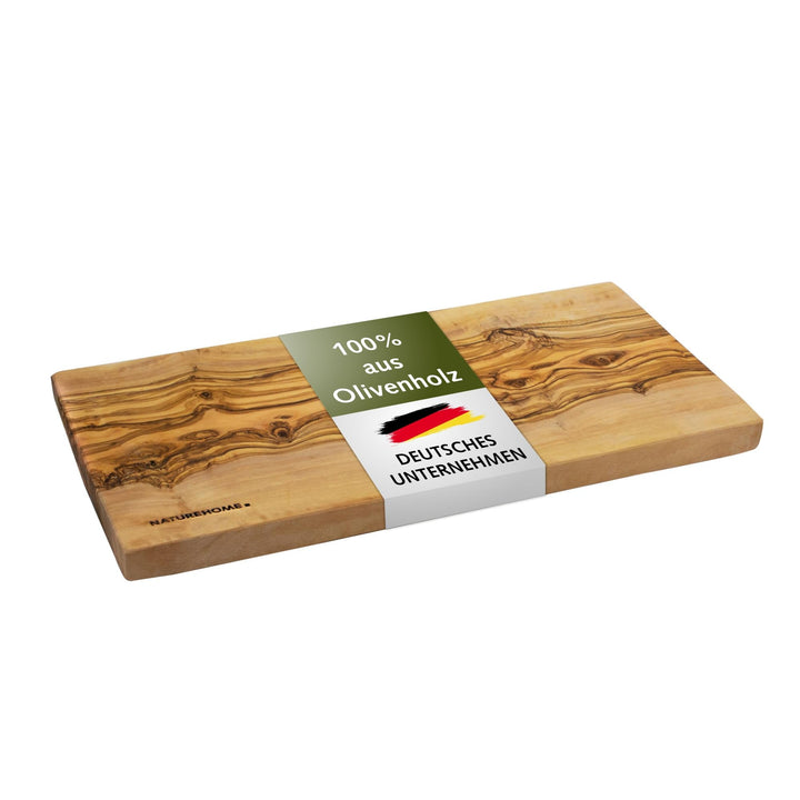 NATUREHOME massives Echtholz Schneidebrett Olivenholz gross ca. 35 x 18 x 2 cm ökologisch & nachhalt