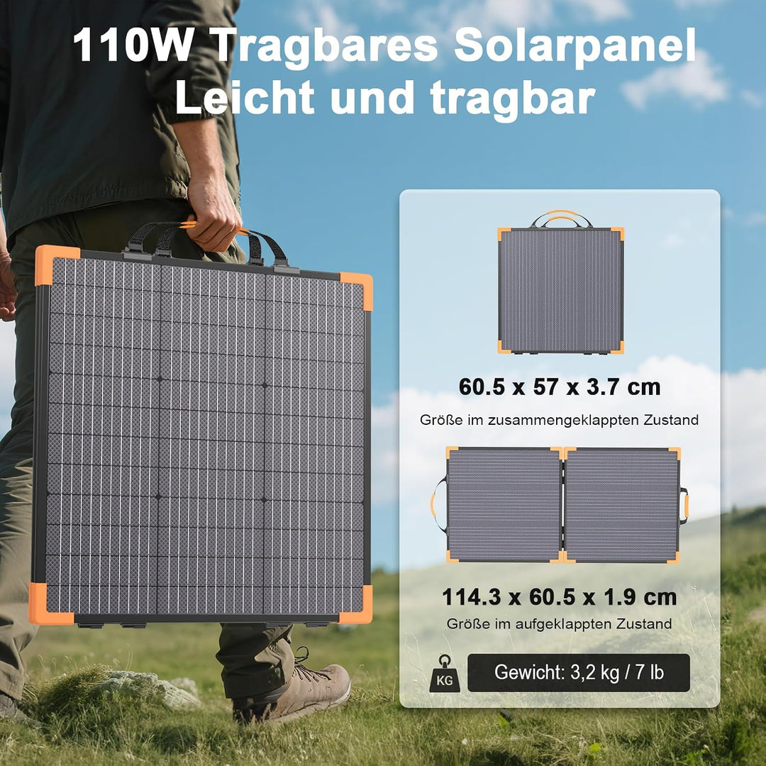 100W Bifaziales Tragbares Solarpanel für Kraftwerke, 20V Faltbares Solarladegerät mit IP68-Wasserdic