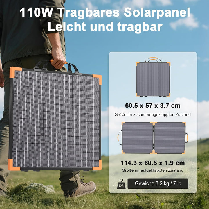 100W Bifaziales Tragbares Solarpanel für Kraftwerke, 20V Faltbares Solarladegerät mit IP68-Wasserdic