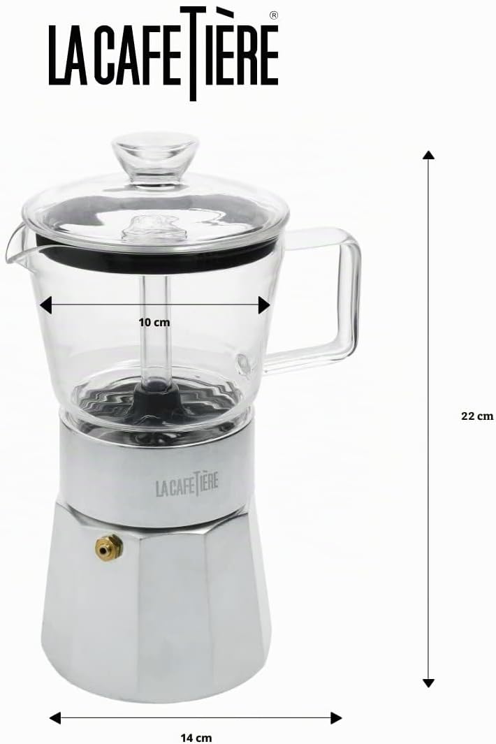 La Cafetière Verona Glas-Espressokocher, Chrom, 6 Tassen, Geschenkverpackung Chrome, Chrome