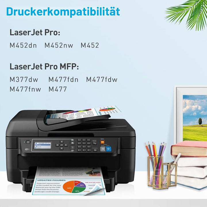 Clywenss 410A Schwarz Toner Kompatibel mit HP CF410A CF410X 410X Tonerkartuschen für Color Laserjet