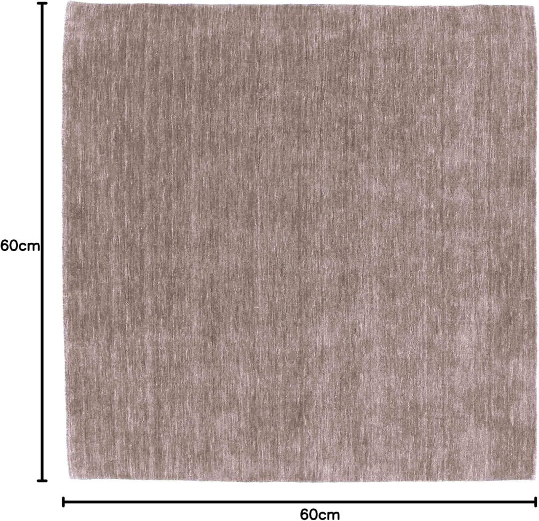 RUG PRINCE Wollteppich Gabbeh Uni 60x60 Handgewebt Quadratisch Grau Einfarbig Handarbeit Grau 60x60