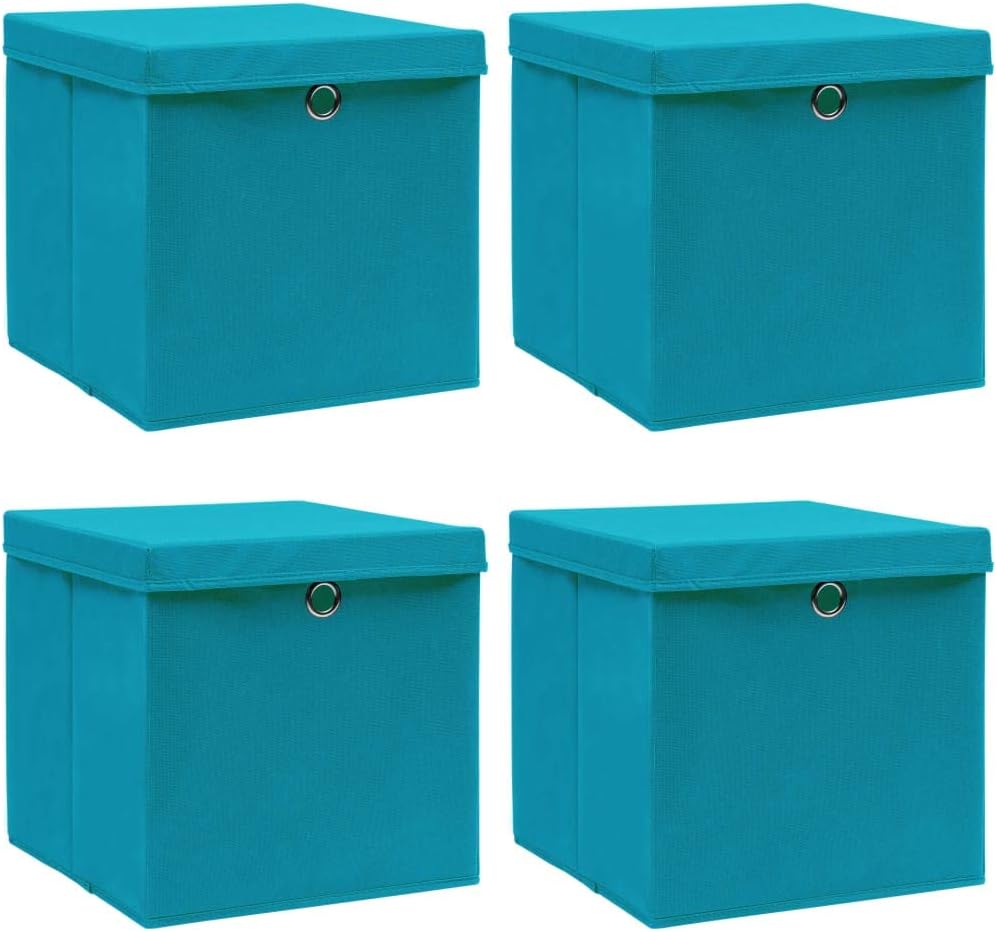 WIFESE 4 Stück Aufbewahrungsbox Mit Deckel 32X32X32 cm Faltbox Mit Fingerloch Storage Boxes Faltbare