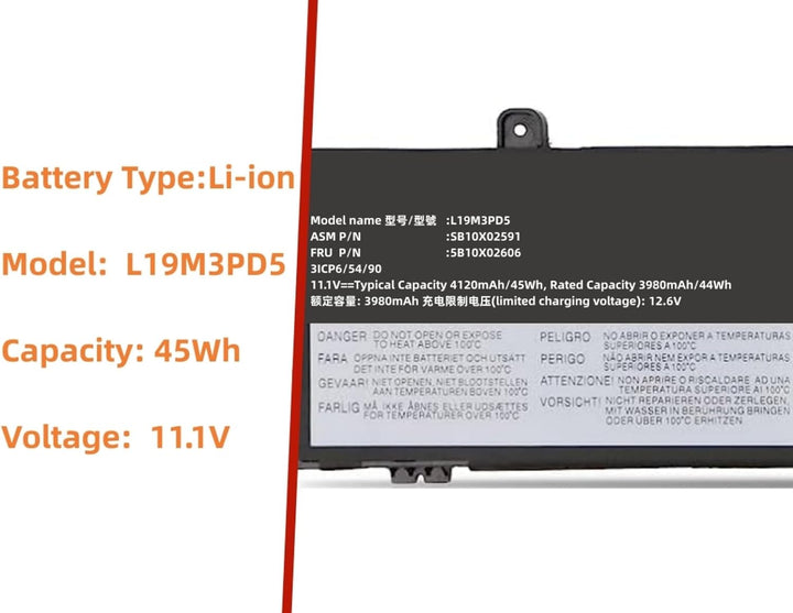 PUGASR L19M3PD5 L19C3PD5 Laptop Akku Kompatibel mit Lenovo ThinkPad E14 Gen 2 / E14 Gen 3 / E14 Gen