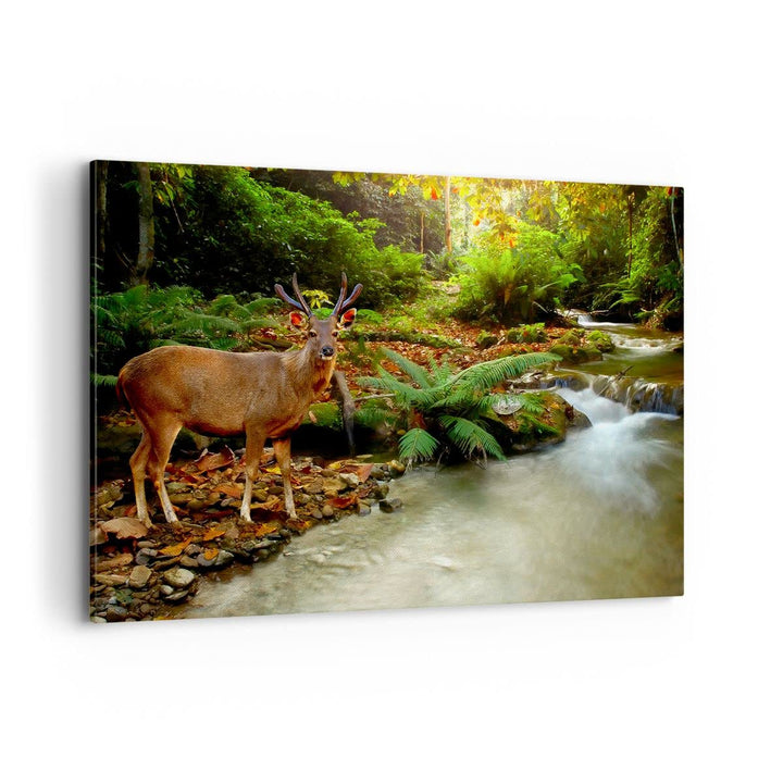 Bilder auf Leinwand 100x70cm Leinwandbild Herbst berg strom landschaft Gross Wanddeko Bild Schlafzim