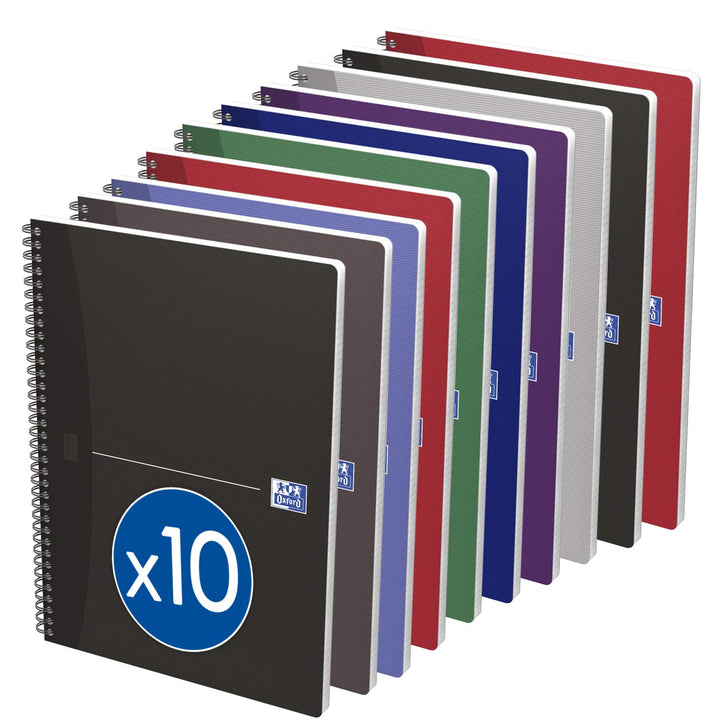 Oxford Office Essentials Übungsbuch, spiralgebunden 10 x 100 Seiten 90 g, Farben sortiert, A4 (21x29