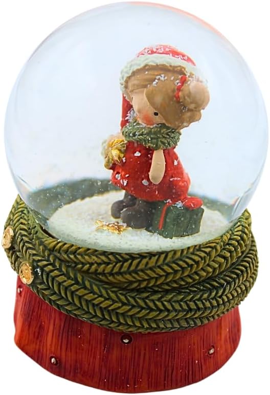 Dekohelden24 Schüttelkugel, Glaskugel Weihnachten, Weihnachtkugel, Schneekugel als Winterkind mit Pa