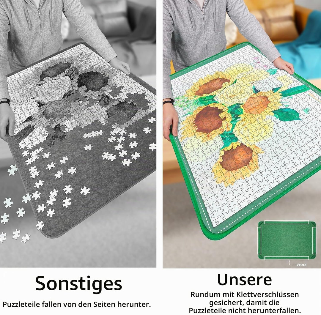 MOZOOSON Faltbares Puzzlebrett 1500 Teile, Tragbare Puzzlematte mit Staubdichter & 8 Puzzle Sortiere