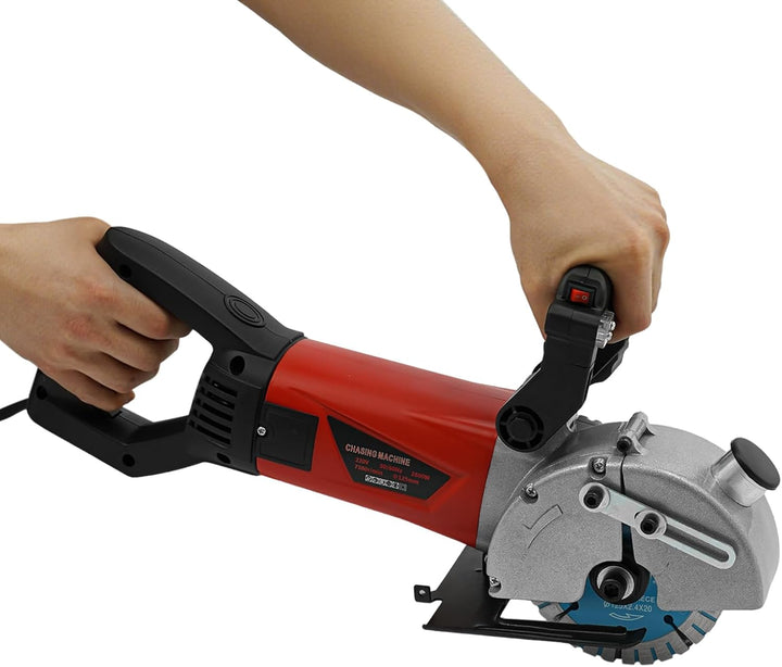 2800W Schlitzmaschine 5 Klingen Laserführung Wasserpumpe für Beton | Mauernutfräse mit 180° Drehbare