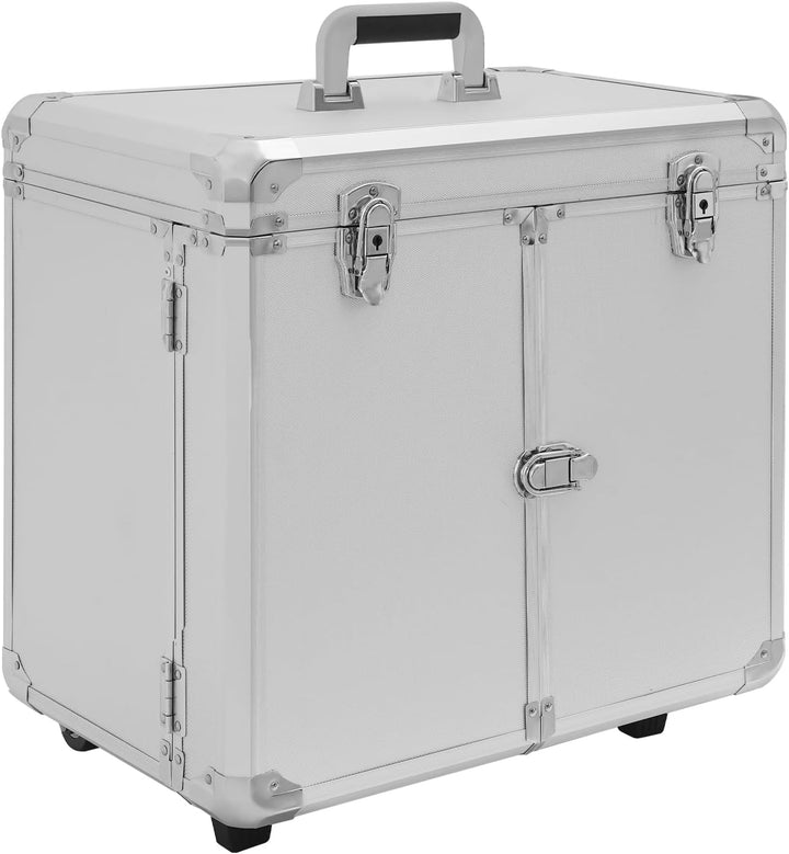 Kosmetik Trolley Koffer, tragbarer Fusspflege Werkzeugkoffer aus Metall mit Rollen mehrfach untertei