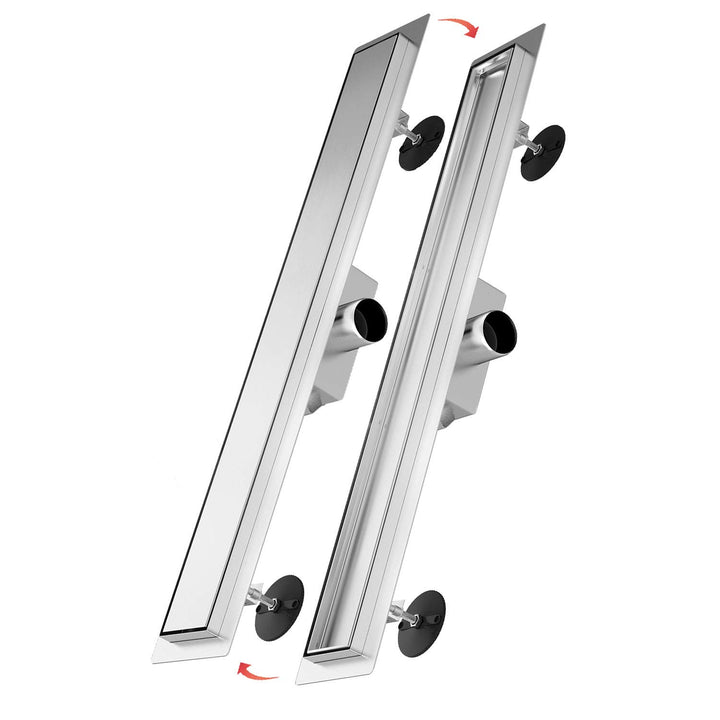 SONNI Duschrinne 80cm Edelstahl Befliesbar Komplettset Doppelseitige duschablauf Bodenablauf Flach m