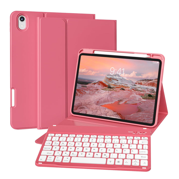 Hülle mit Tastatur für iPad A16 11/10 Generation (2025/2022, 11/10.9 Zoll) mit Stifthalter, Magnetis