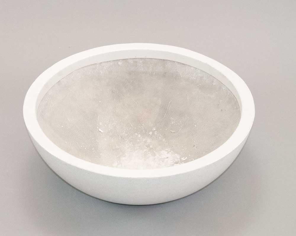 Eleganteinrichten Blumenkübel Fiberglas Schale D46xH16cm Perlmutt weiss.