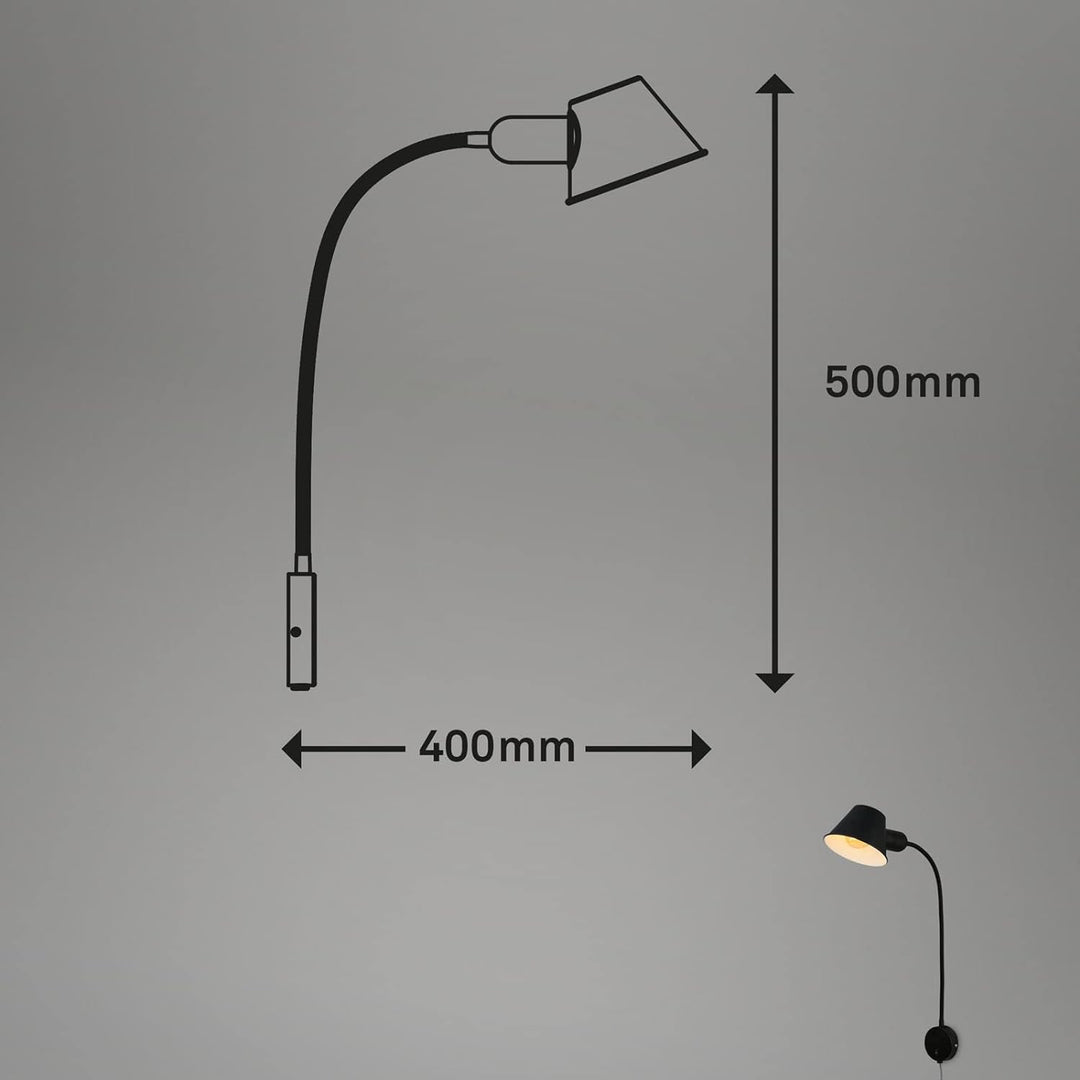BRILONER Leuchten - Bettleuchte flexibel, Bettlampe verstellbar, Kippschalter, 1x E27 Fassung max. 1