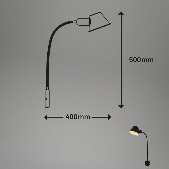BRILONER Leuchten - Bettleuchte flexibel, Bettlampe verstellbar, Kippschalter, 1x E27 Fassung max. 1