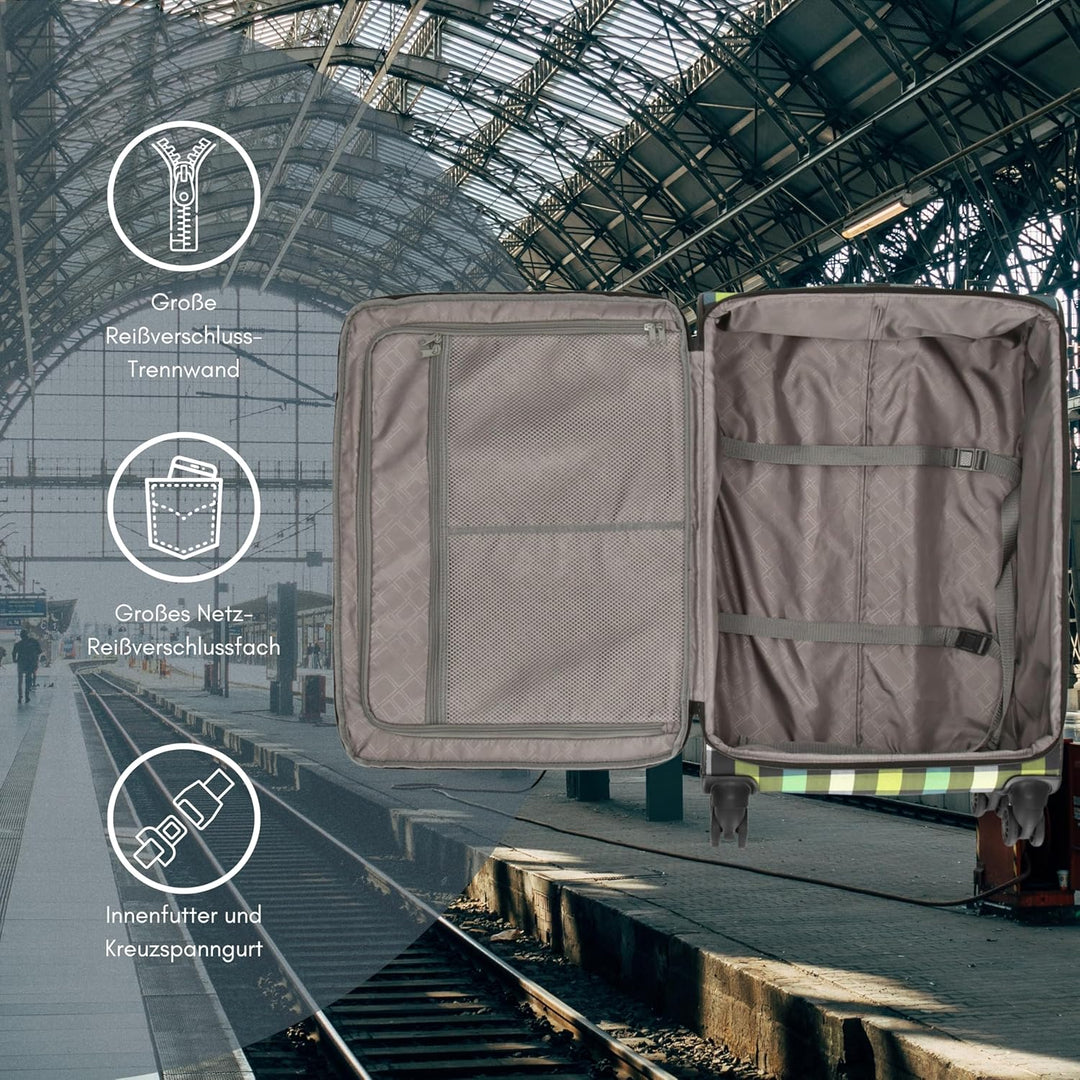 Reisetrolley SoftLITE 4w | Koffer aus strapazierfähigem Polyester | Leichter Trolley mit Vier Doppel