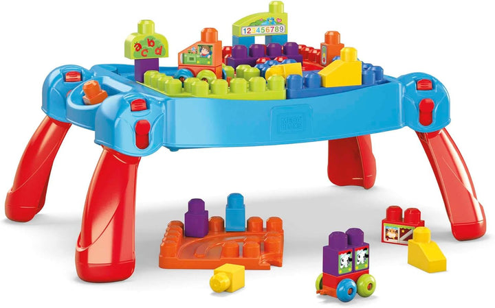 MEGA CNM42 Bloks BAU- und Spieltisch mit grossen Bauklötzen, Bauspielzeug für Kleinkinder (30 Teile)