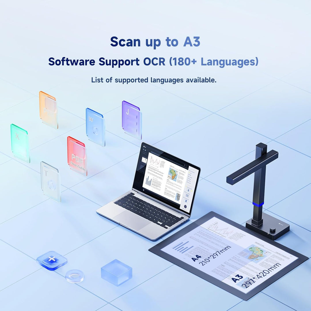 CZUR Shine Ultra 13 MP Faltbarere Dokumentenkamera A3 Dokumentenscanner Tragbarer Buchscanner OCR Sc