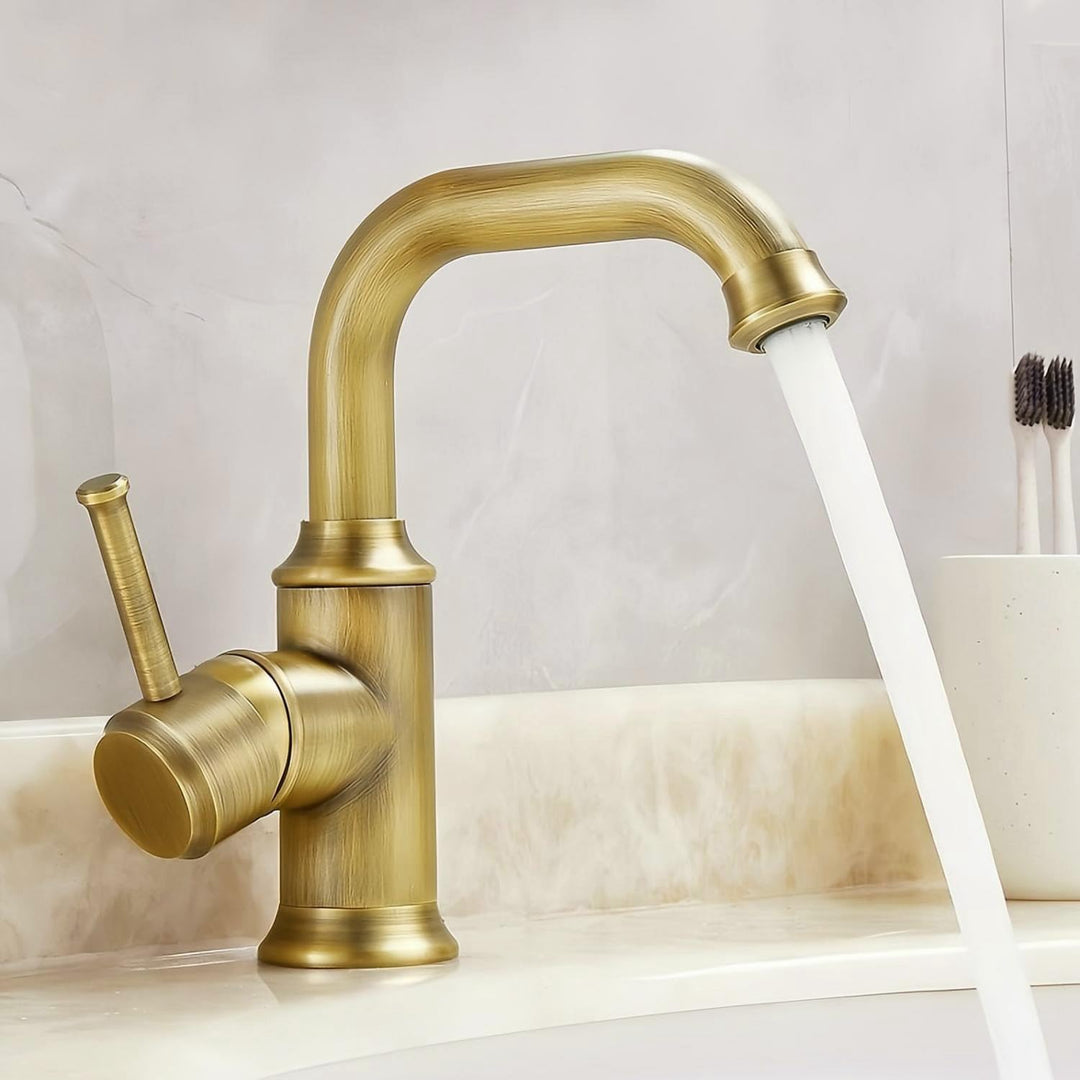 Wasserhahn Bad Antik Messing, Retro 360° Schwenkbar Waschtischarmatur,Einhebel Mischbatterie Waschbe