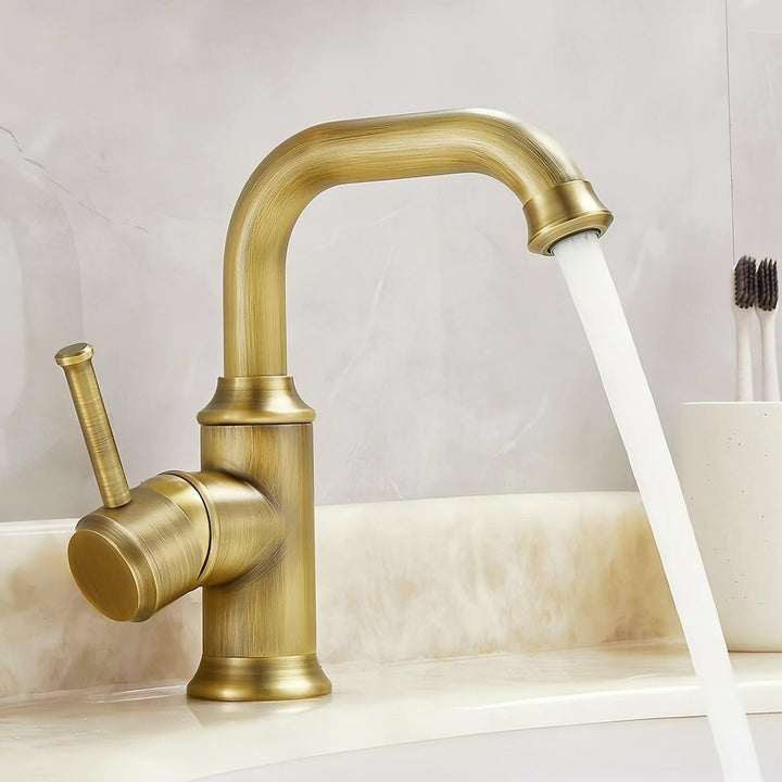 Wasserhahn Bad Antik Messing, Retro 360° Schwenkbar Waschtischarmatur,Einhebel Mischbatterie Waschbe