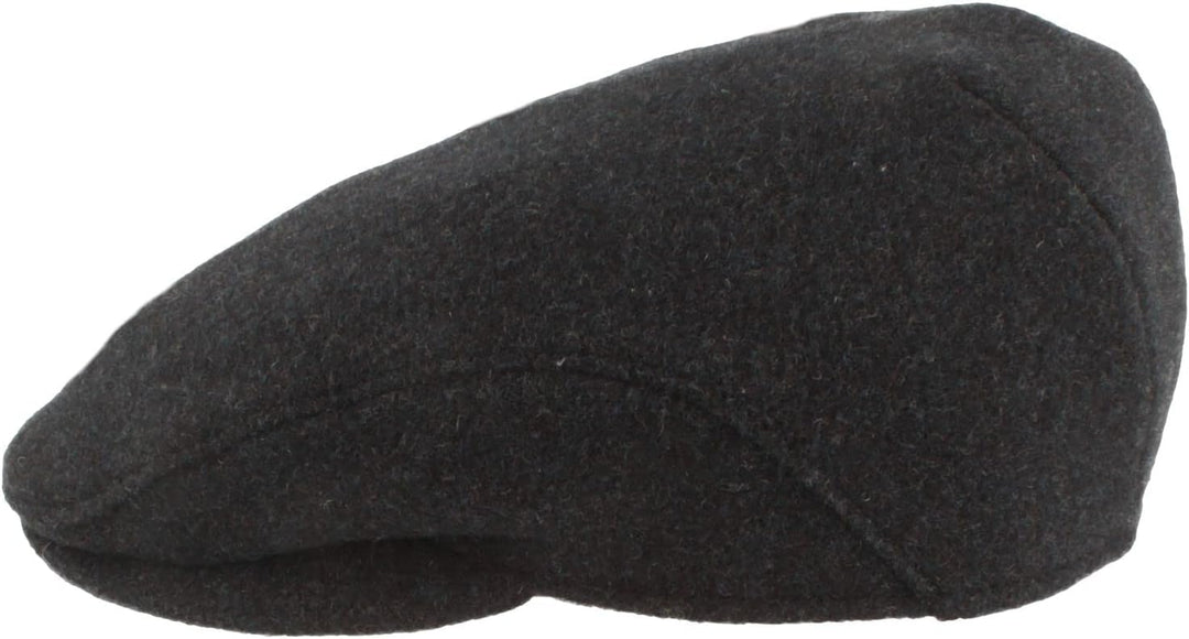 Breiter Herren Winter Schiebermütze mit Ohrenklappen Flatcap Schirmmütze 100% Wolle mit ausklappbare
