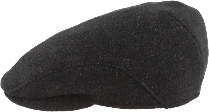 Breiter Herren Winter Schiebermütze mit Ohrenklappen Flatcap Schirmmütze 100% Wolle mit ausklappbare