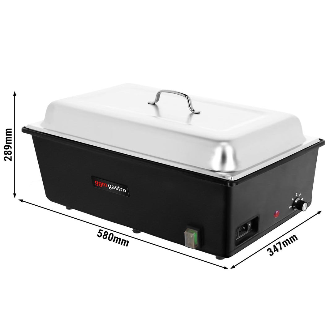 GGM Gastro | CDH11100E | Elektro Chafing Dish - GN 1/1 - mit Deckel - Schwarz