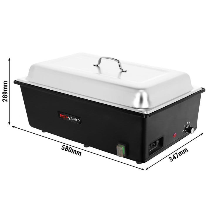 GGM Gastro | CDH11100E | Elektro Chafing Dish - GN 1/1 - mit Deckel - Schwarz