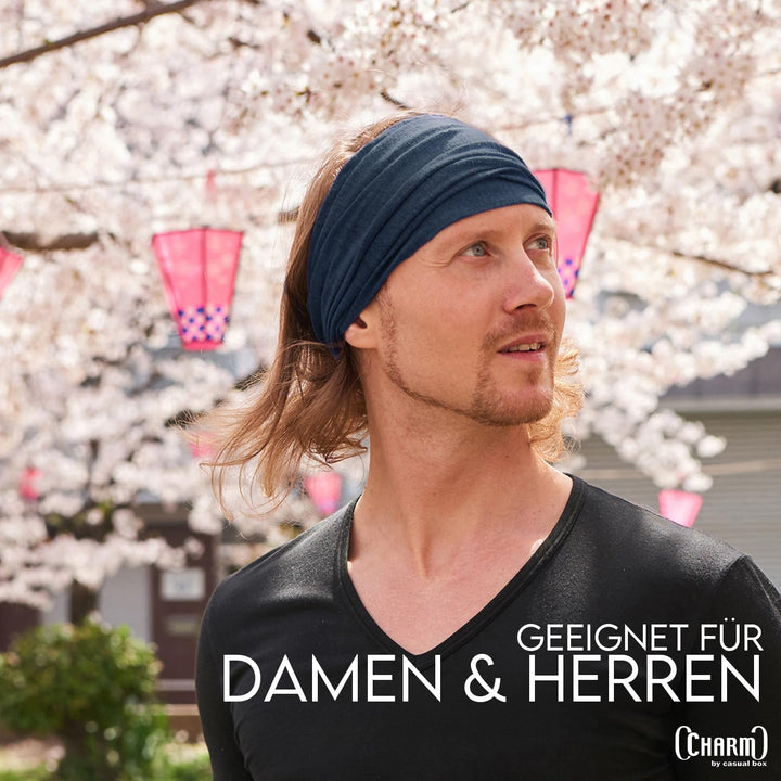 CHARM Leinen Haarband Herren Bandana - Damen Piraten Stirnband Kopftuch Kopf Band Elastisch Haarband