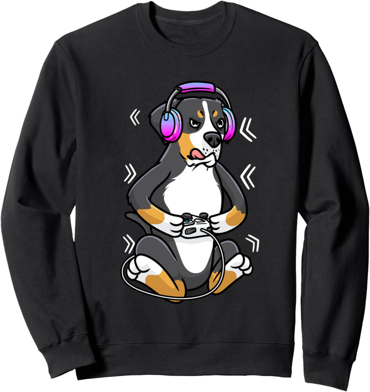 Grosser Schweizer Sennenhund Gamer Hund Gaming Video Game Sweatshirt