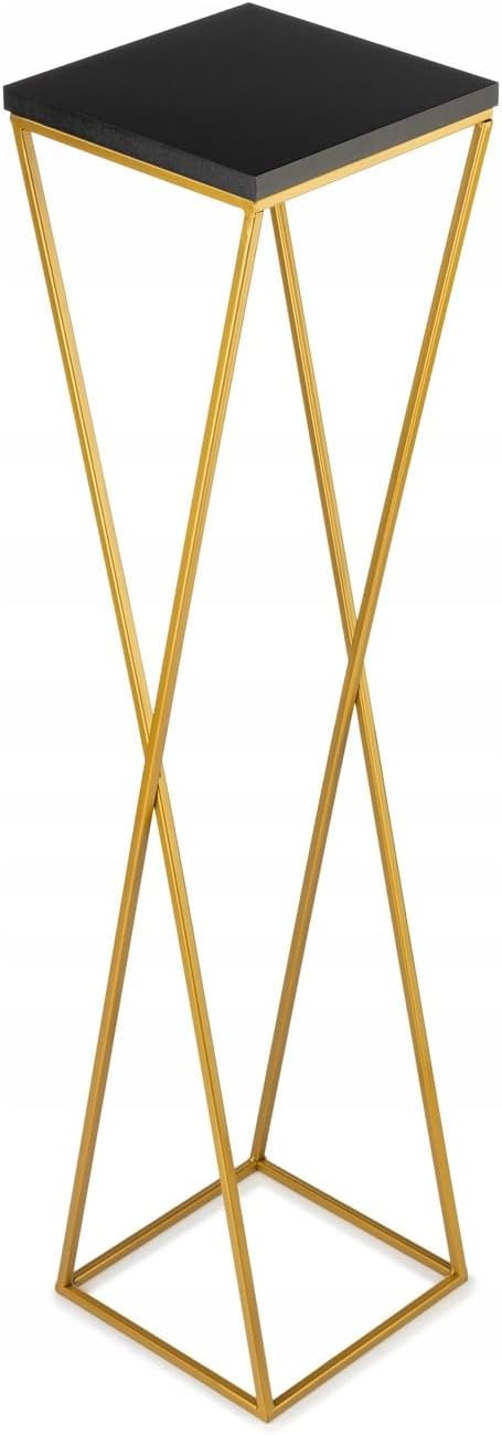 Pflanzenständer Metall 100 cm Hoch - Stabiler und Fester Blumenhocker mit Schwarz MDF-Platte auf Gol