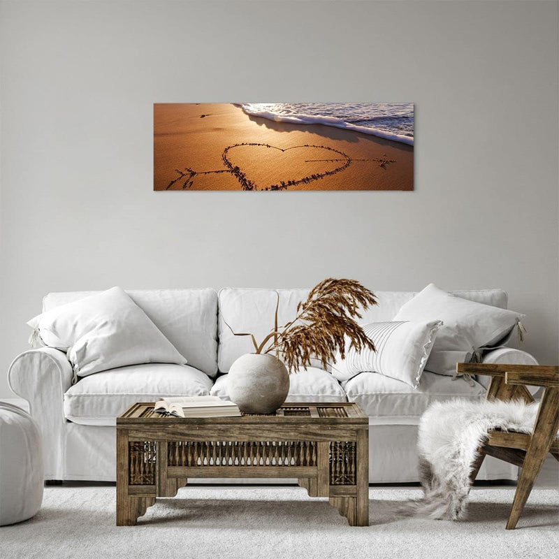 Panorama Bilder auf Leinwand Sommer Meer Sand Strand Leinwandbild 90x30cm Wandbilder Dekoration Wohn