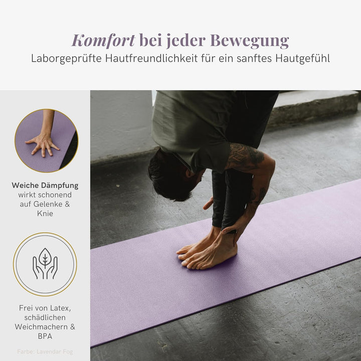 Lotuscrafts® Yoga Matte Rutschfest, 183 x 61 x 0,5 cm, Leichte Fitnessmatte auch als Gymnastikmatte,