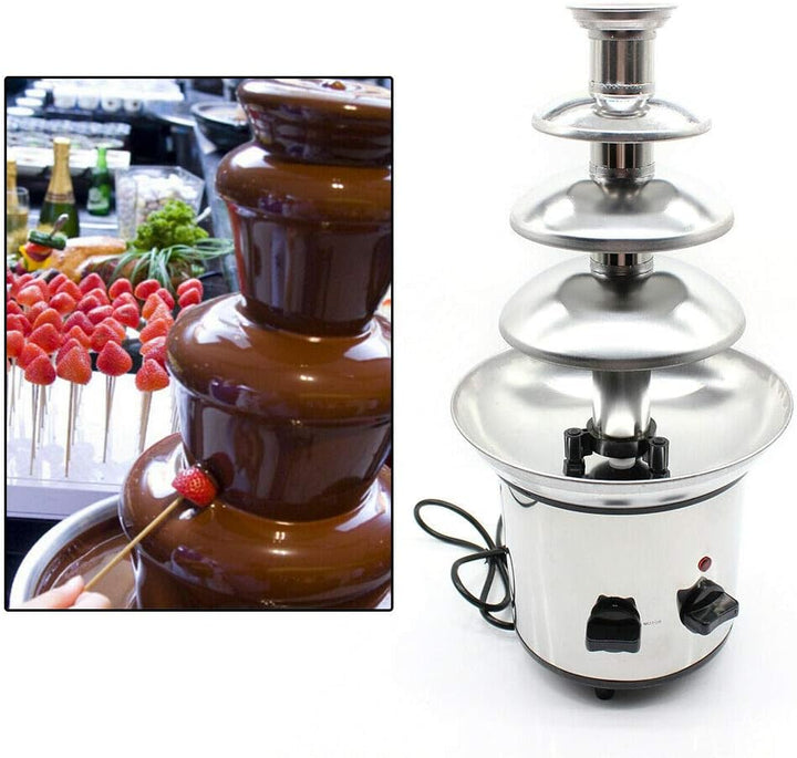 Schokobrunnen Schokolade Schokoladenbrunnen Chocolate Fountain mit Schmelzfunktion Edelstahl 4 Etage