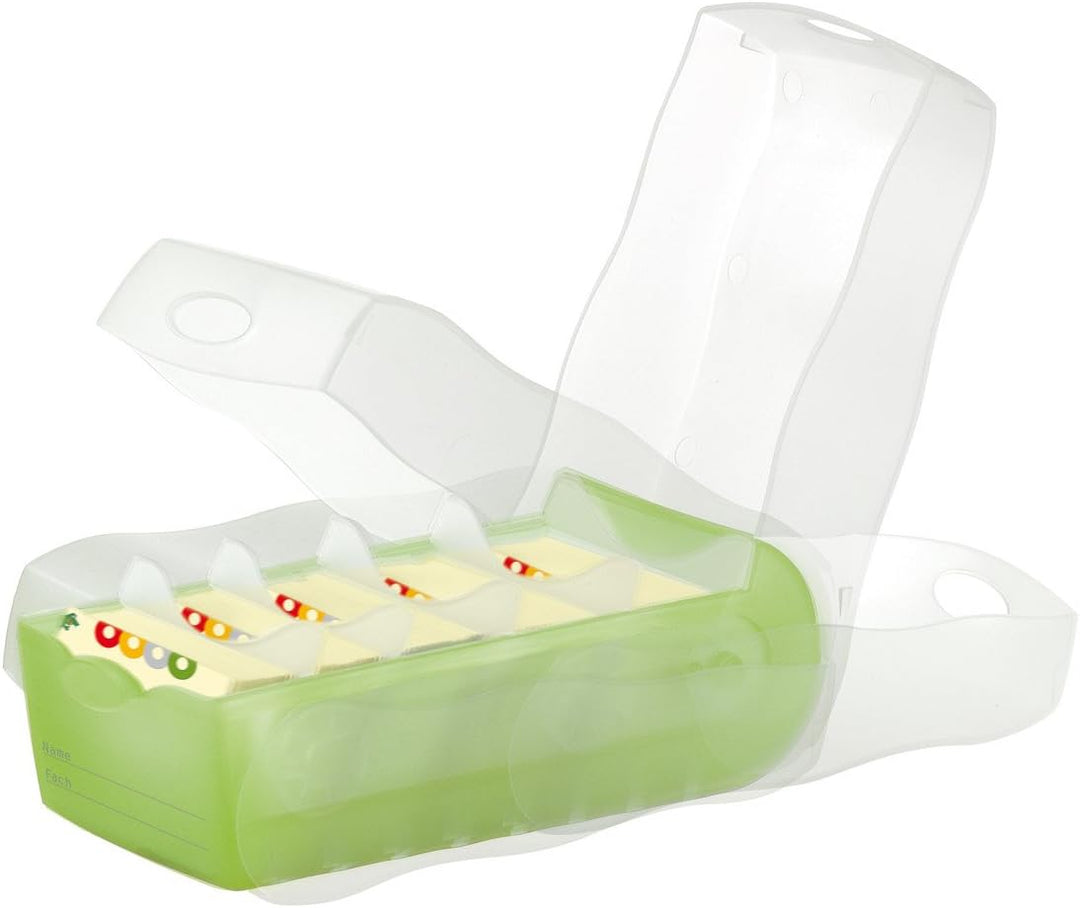 Karteibox CROCO A7, transl.-grün mit 5 Stützen und 100 Karten, 2 Boxen-Sparset