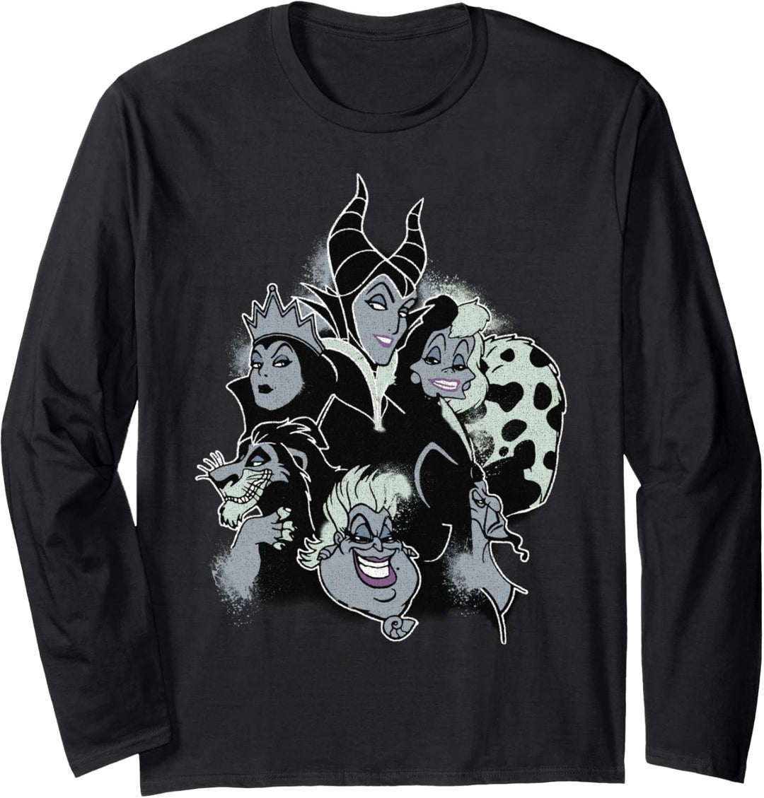 Disney Villains Faded Head Mashup Langarmshirt