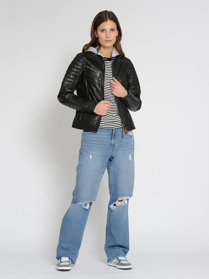 MUSTANG Damen Lederjacke 31022111 S Schwarz, S Schwarz