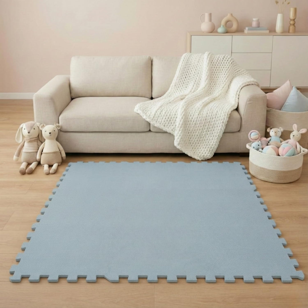 LittleTom Puzzlematte Baby Spielmatte 18 Matten Blau - 30x30 cm Krabbelmatte Bodenmatte Kinder - Puz