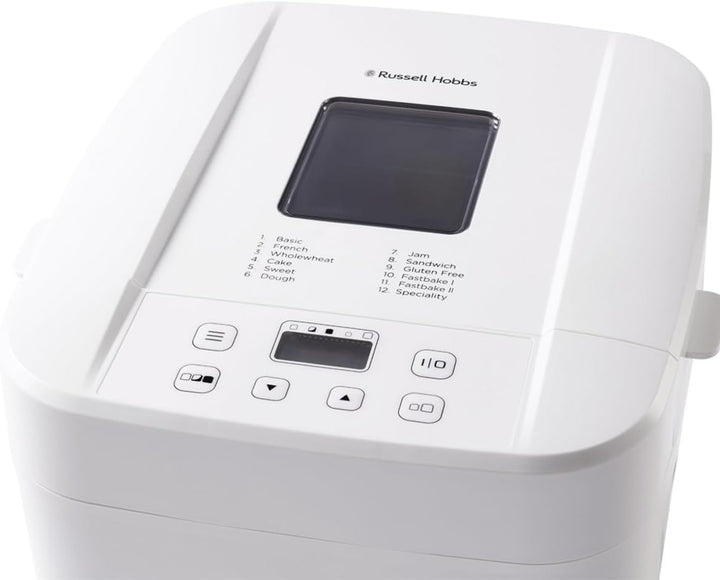 Russell Hobbs Brotbackautomat [12 Programme, 3 Bräunungsstufen] Kompakt (Timer, 750 &amp; 1.000 g, Warmh