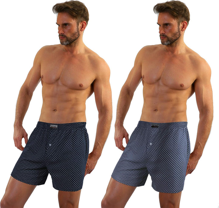 Sesto Senso Schlafanzughose Herren Kurz Baumwolle Pyjamahose 1er 2er Pack M 2er Pack Anker - Dunkelb