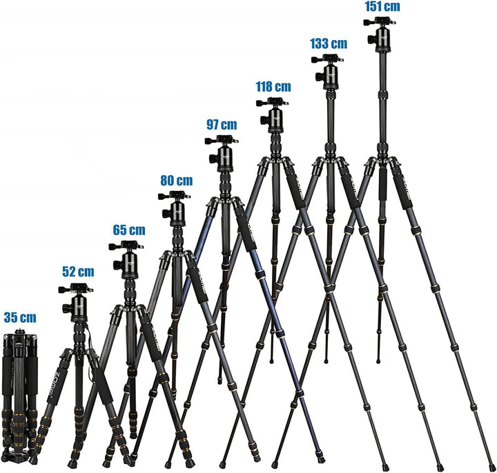 ZOMEi Kamerastativ Z669C 151cm mit Kugelkopf aus Kohlefaser Carbon,Professionelles Leichtgewichtiges