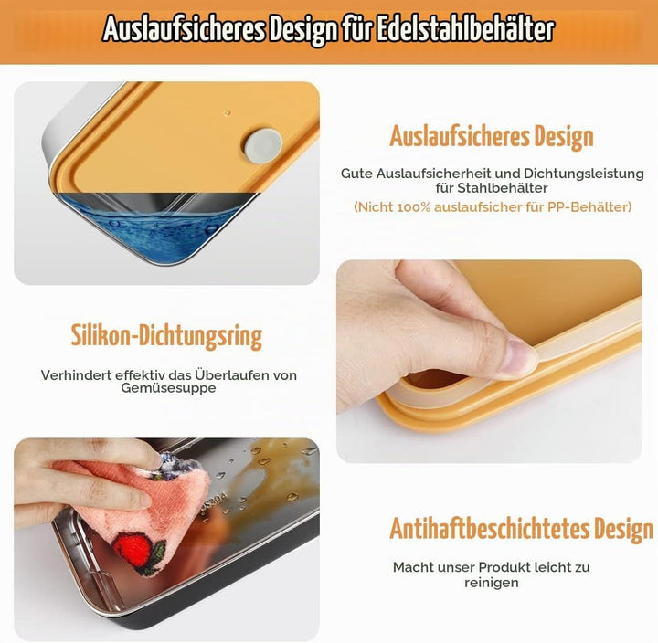 Bento Box im japanischen Stil 2-stufige Lunchbox mit 2 Stück umweltfreundlichem PP-Behälter und Edel