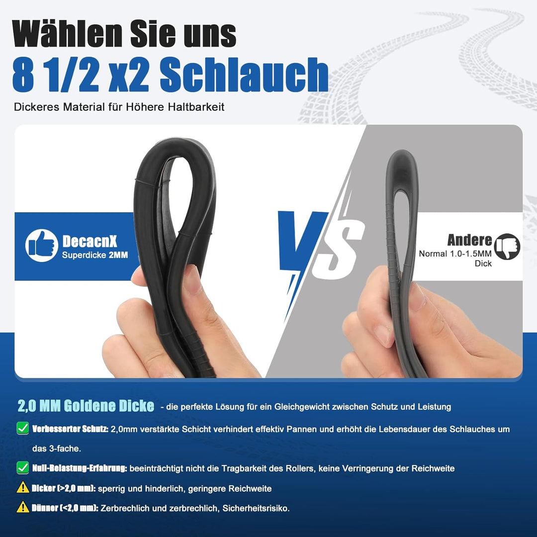 E Scooter Reifen 8 1/2 x2 mit Schlauch 8.5x2.0 Zoll, 50/75-6.1 Reifen und Schlauch Komplettset Verst