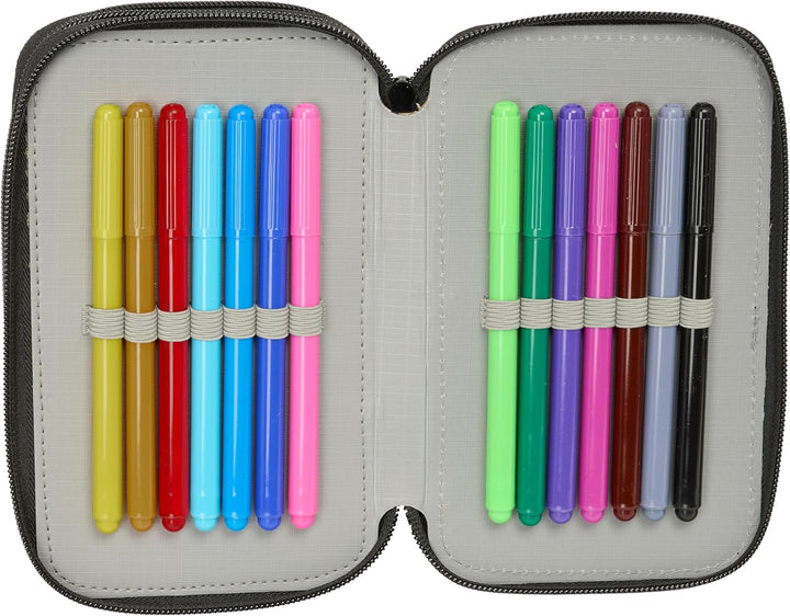 ONE Piece Schulmäppchen mit 37 Utensilien, Federmäppchen für Kinder, ideal für Kinder von 5 bis 14 J