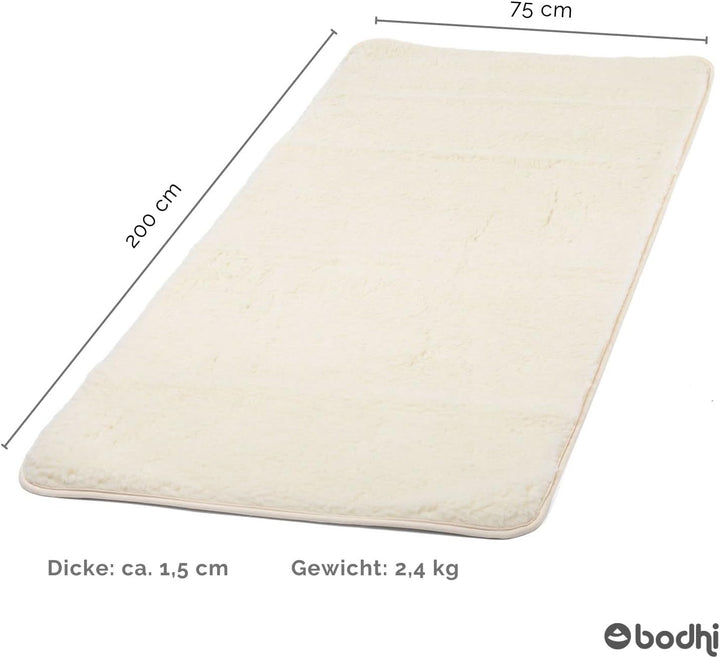 bodhi Schurwoll-Yogamatte Premium (umgesäumt) | Natur | Schurwollmatte | 100% Schafschurwolle (1200