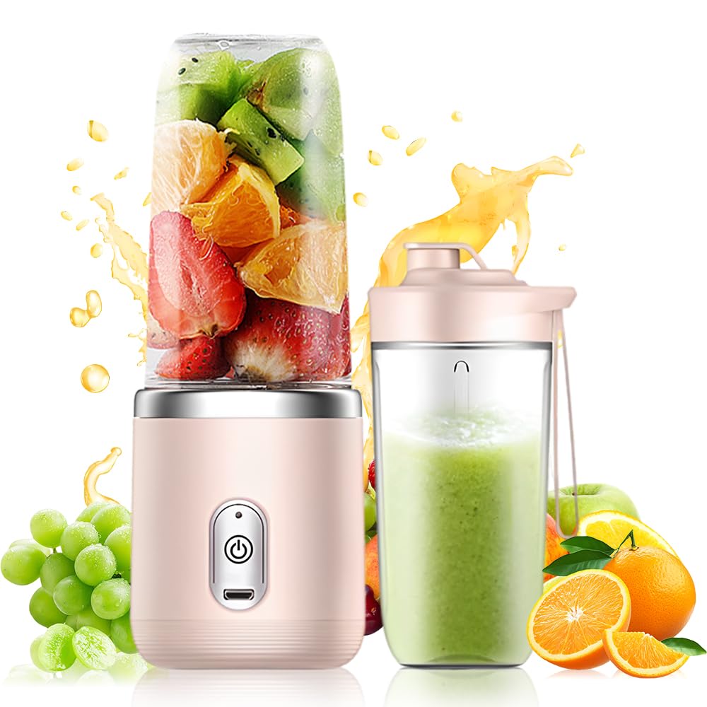 Tragbarer Mixer, 400ML Portable Blender mit Ersatzbecher, USB Wiederaufladbar Mixer Smoothie Maker t