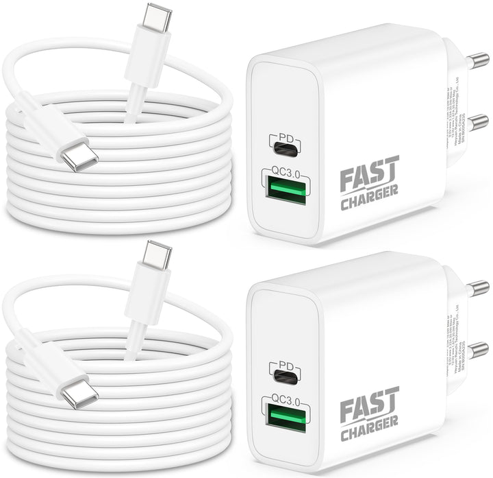 40W 2-Port USB C Ladegerät Ladekabel für iPhone 17/Pro Max Air, iPhone 16/16e/15 Plus, iPad Pro/Air,