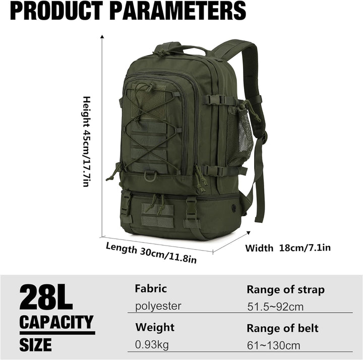 Mardingtop 28L Rucksack Taktischer Rucksack Wanderrucksack Trekkingrucksack Angelrucksack für Surviv