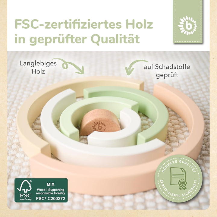 Bieco Regenbogen-Stapelturm aus Holz | Montessori Jousting Spiel für Baby und Kinder | Holzhase fein